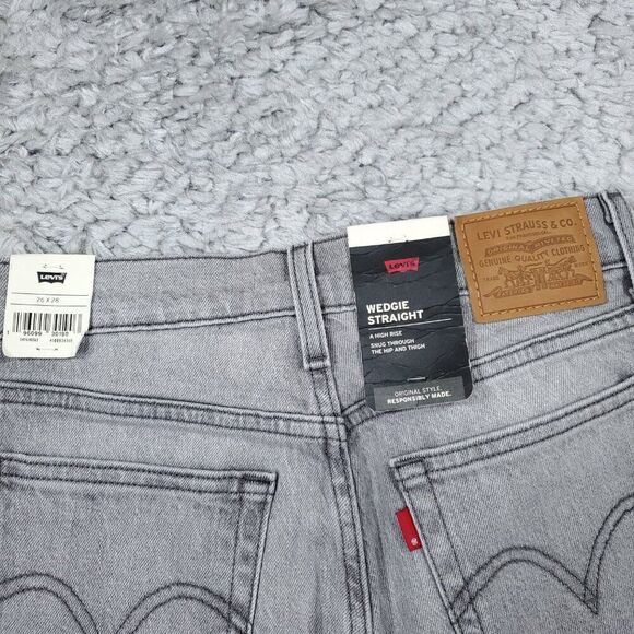 Levi's Premium Wedgie Straight Fit Jeans Gray Stretch Size 26 x 28 High Rise - Picture 4 of 9